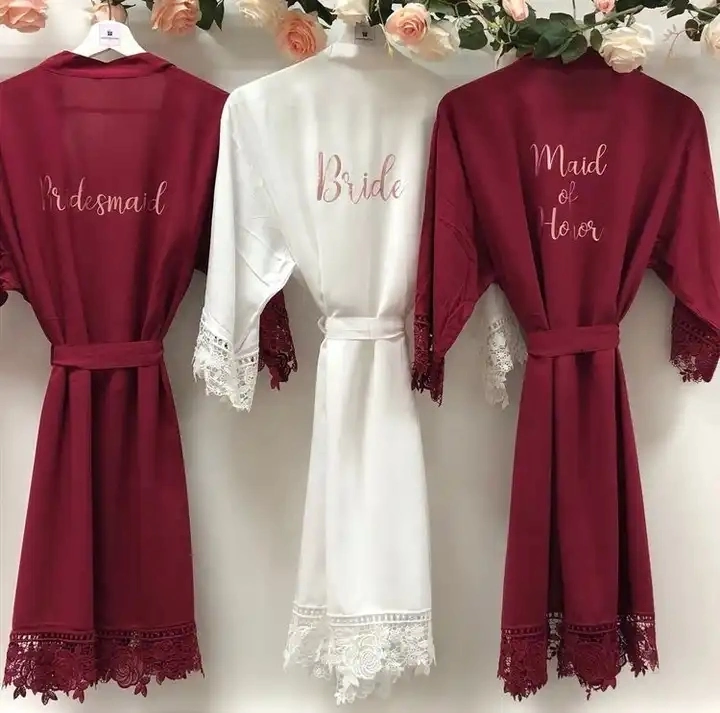 Satin Pajamas Sleepwear Lace Shorts Robe for Wedding Bride Bridesmaid Mother Robe