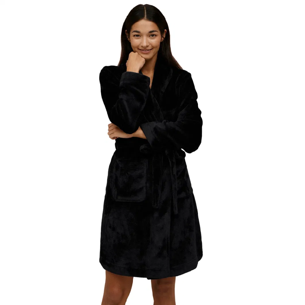 Customized Plain Plush Supersoft Women&prime;s Flannel Robe Manufacturer